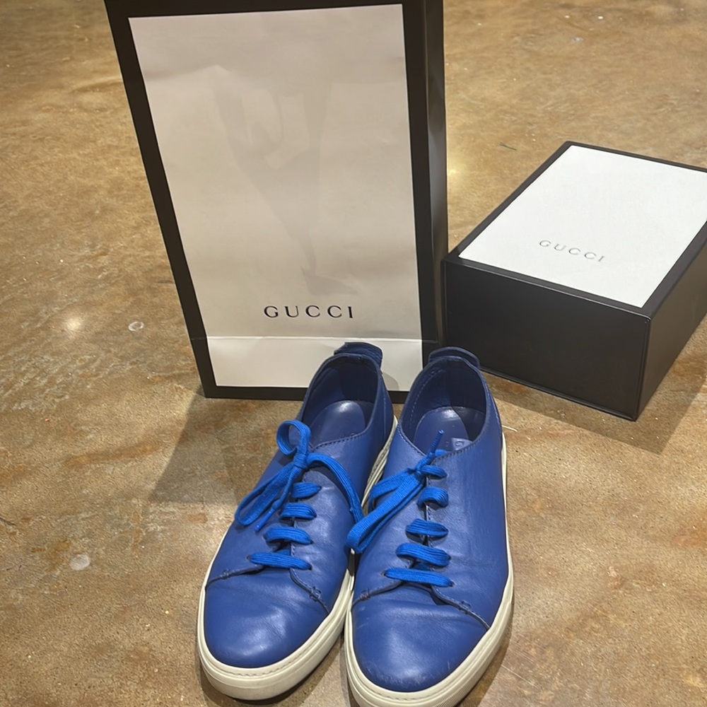 Mens Gucci Blue Calf Leather Shoes - Rare And Classy - Size 10 - EUC!